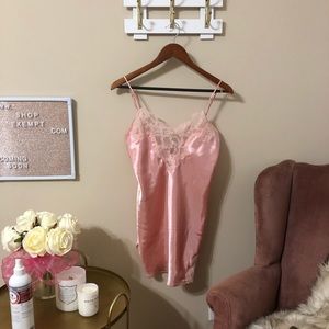 Vintage Pink Satin Lace Victoria’s Secret Slip